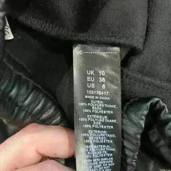 ASOS DESIGN leather look straight leg drawstring pant with seam detail US 6 - Picture 12 of 12